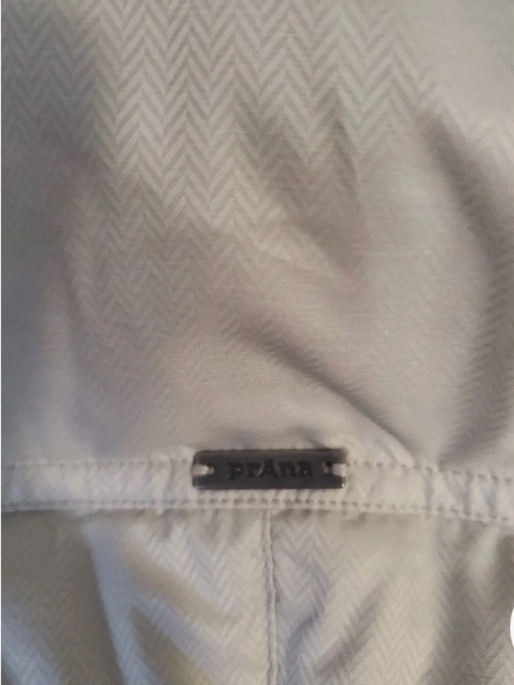 Prana Ivory-Beige Herringbone Down Fill Hooded Puffer Vest
